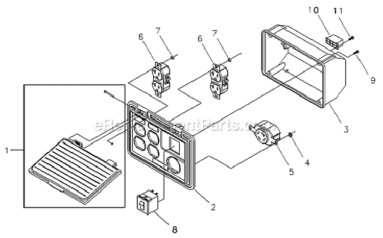 Control Panel Diagram and Parts List for 030468  Briggs and Stratton Generator